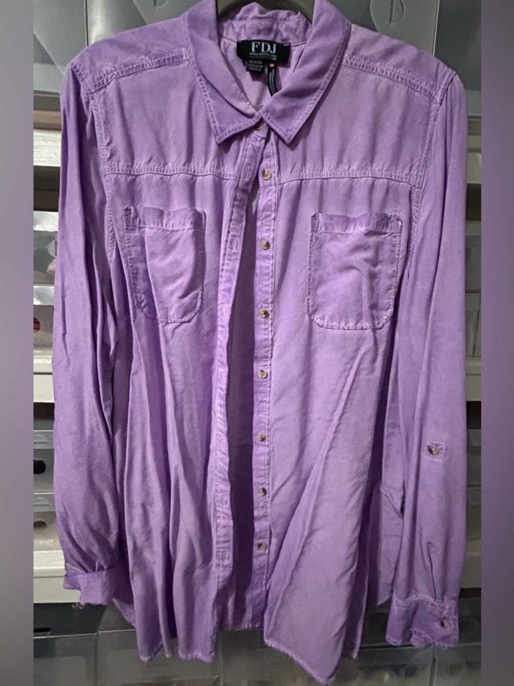 FDJ Women's Lavender Button-Down Shirt